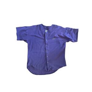 Vintage 80s 90s Shirt E.N.U.F Purple Button Up Short Sleeve Embroidered